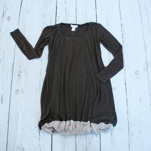 Brown Jersey Knit Cacoon Dress -  Elastic Bottom